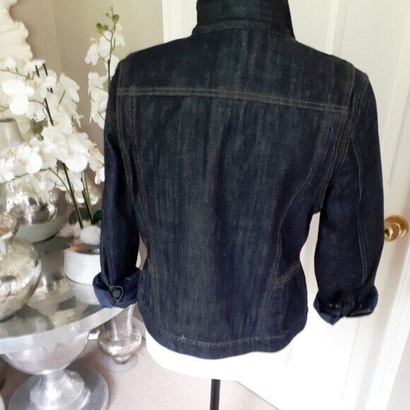 NWOT Gap dark wash blue denim cotton bomber jacket, M - Picture 6 of 10